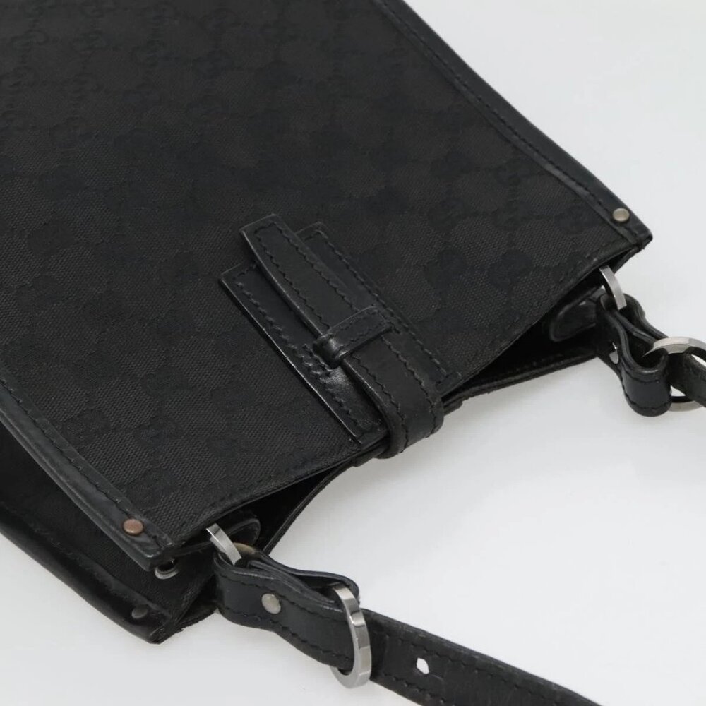 GUCCI GG Canvas Shoulder Bag Black Silver 110292 Auth ki5866 - Picture 7 of 16